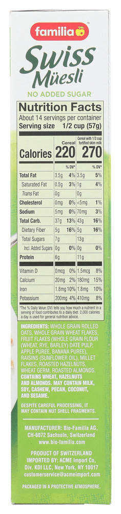 Familia: Swiss Muesli Cereal No Sugar Added, 32 Oz