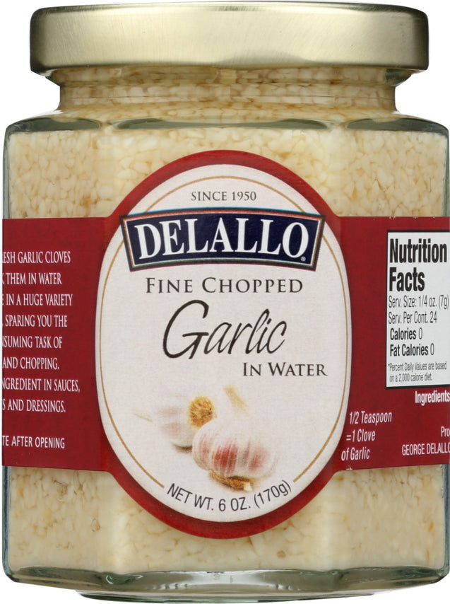 Delallo: Minced Garlic In Water, 6 Oz