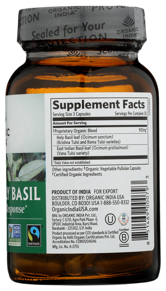 Organic India: Tulsi-holy Basil, 90 Veggie Caps