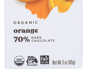 Theo Chocolate: Organic 70% Dark Chocolate Bar Orange, 3 Oz