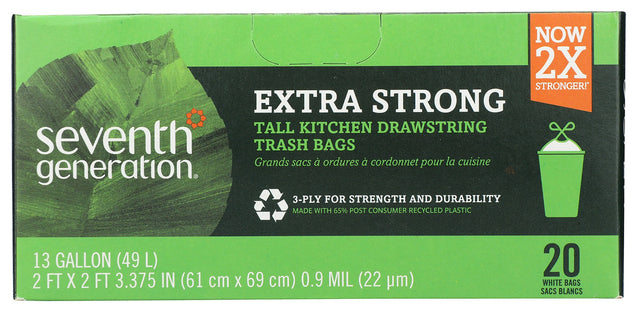 Seventh Generation: Tall Kitchen Bags 13 Gallon 2-ply, 20 Bags