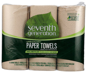 Seventh Generation: 100 Percent Recycled Paper Towels Unbleached 6rolls 2ply, 1 Ea