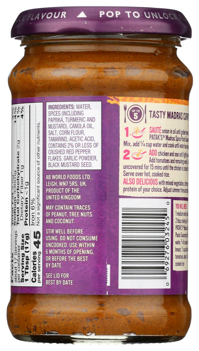 Pataks: Madras Spice Paste, 10 Oz