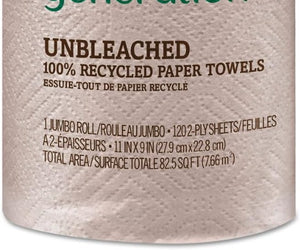 Seventh Generation: 100 Percent Recycled Paper Towels Unbleached, 1 Ea