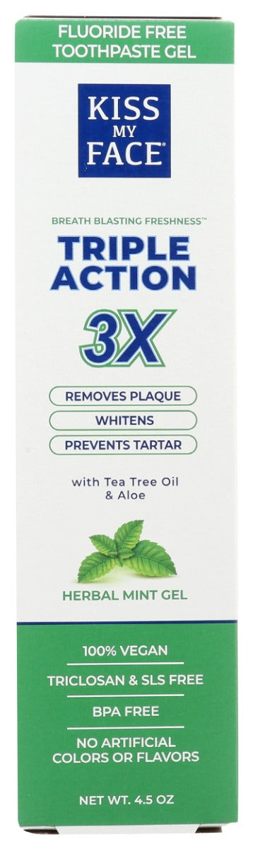 Kiss My Face: Triple Action Gel Toothpaste, 4.5 Oz