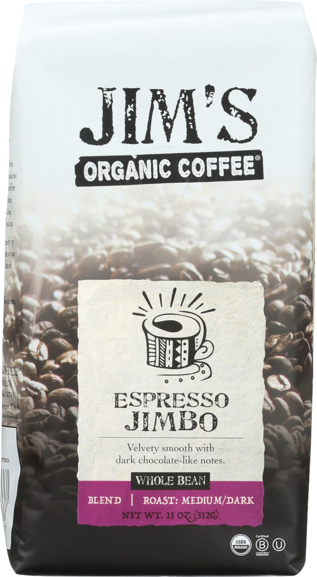 Jims Organic Coffee: Espresso Jimbo Coffee, 11 Oz