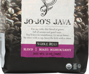 Jims Organic Coffee: Organic Jojos Java Coffee Whole Bean Coffee, 12 Oz
