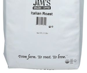 Jims Organic Coffee: Organic Italian Roast Whole Bean Coffee, 5 Lb