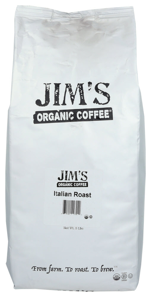 Jims Organic Coffee: Organic Italian Roast Whole Bean Coffee, 5 Lb