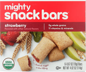 Plum Organics: Bar Mghty Snk Strawberry, 4.02 Oz