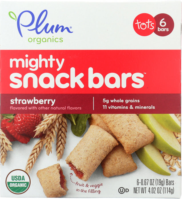 Plum Organics: Bar Mghty Snk Strawberry, 4.02 Oz