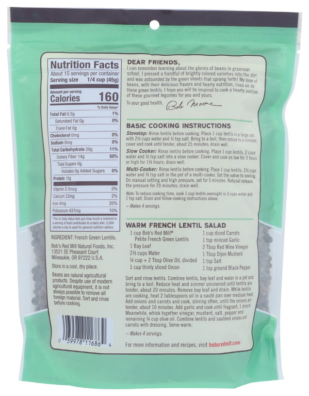 Bobs Red Mill: Petite French Green Lentils, 24 Oz