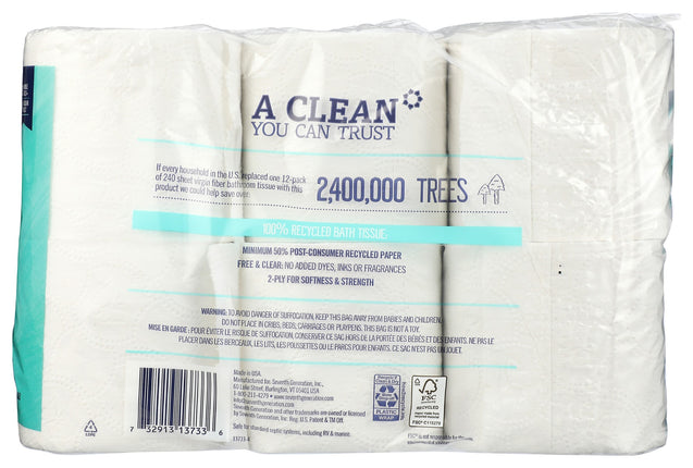 Seventh Generation: 100 Percent Recycled Bathroom Tissue 2ply 12pk, 1 Ea