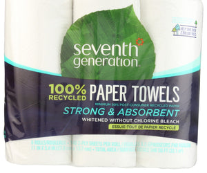 Seventh Generation: 100 Recycled Paper Towels 6 Rolls Unbleached, 1 Ea