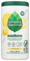 Seventh Generation: Multi Surface Wipes Lemon Zest, 70 Pc
