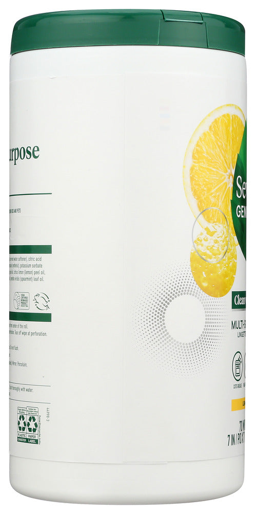 Seventh Generation: Multi Surface Wipes Lemon Zest, 70 Pc
