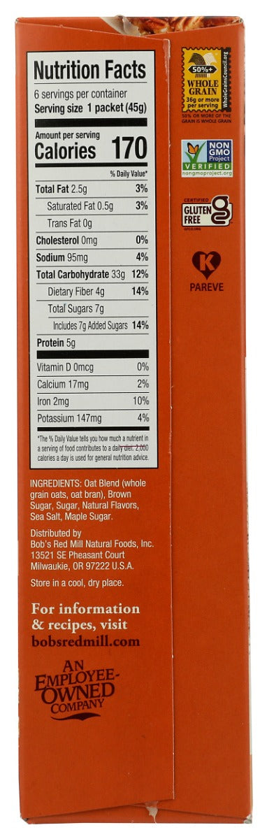 Bobs Red Mill: Maple Brown Sugar Oatmeal, 9.52 Oz