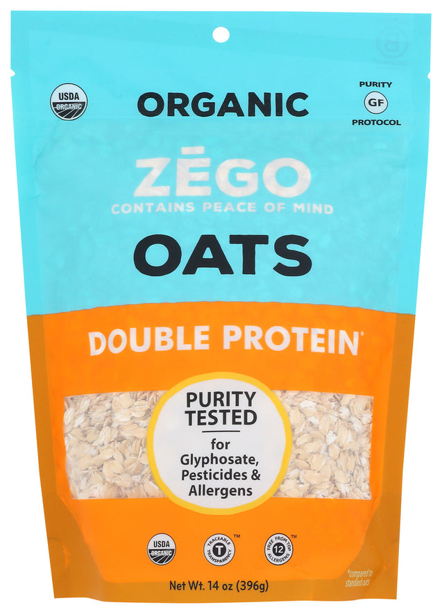 Zego: Organic Raw Gluten Free Double Protein Oats, 14 Oz