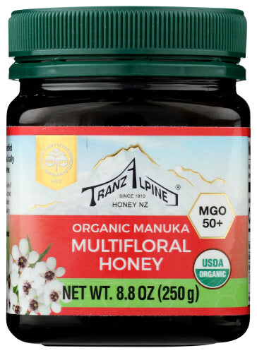 Tranzalpine: Organic Manuka Multifloral Honey Mgo 50+, 8.8 Oz