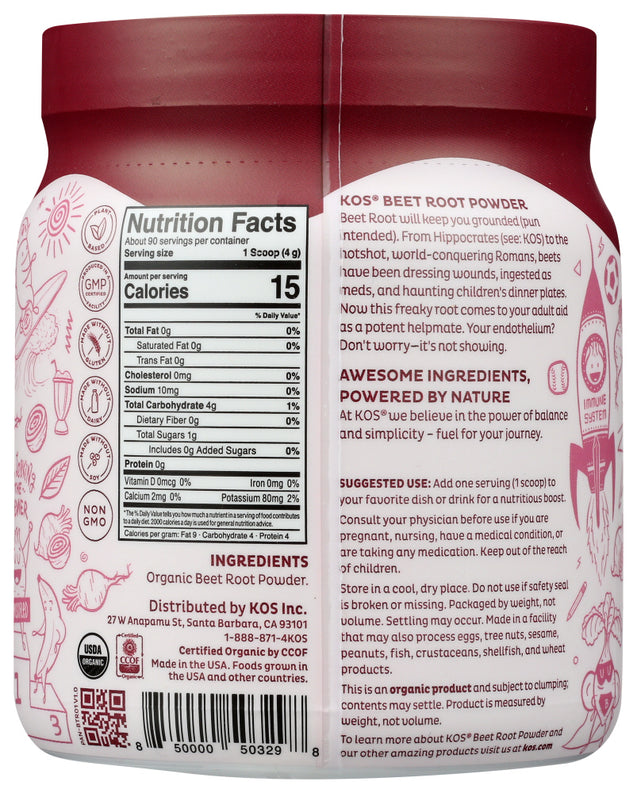 Kos: Organic Beet Root Powder, 12.7 Oz