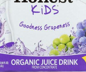 HONEST: KIDS ORGANIC JUICE DRINK GOODNESS GRAPENESS, GLUTEN FREE, NON GMO, 8 COUNT, 54 OZ - RubertOrganics