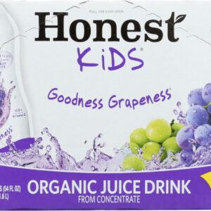 HONEST: KIDS ORGANIC JUICE DRINK GOODNESS GRAPENESS, GLUTEN FREE, NON GMO, 8 COUNT, 54 OZ - RubertOrganics