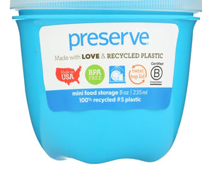 Preserve Food Storage Container - Round - Mini - Aqua - 8 Oz - 1 Count - RubertOrganics