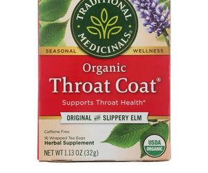 Traditional Medicinals Organic Throat Coat Herbal Tea - Caffeine Free - 16 Bags