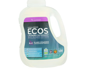 Earth Friendly Ecos Ultra 2x All Natural Laundry Detergent - Lavender - Case Of 4 - 100 Fl Oz - RubertOrganics
