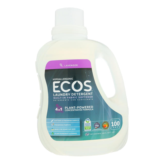 Earth Friendly Ecos Ultra 2x All Natural Laundry Detergent - Lavender - Case Of 4 - 100 Fl Oz - RubertOrganics