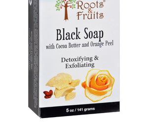 Roots And Fruits Bar Soap - Black Soap - Cocoa Butter And Orange Peel - 5 Oz