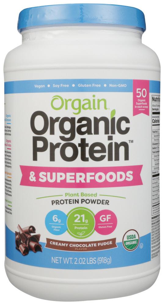 ORGAIN: ORGANIC PROTEIN & SUPERFOODS CREAMY CHOCOLATE FUDGE POWDER, 2.02 LB - RubertOrganics