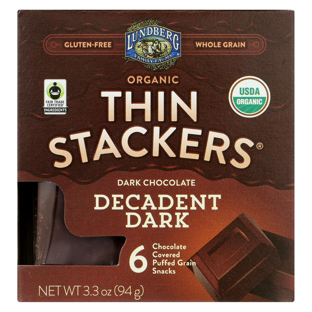 Lundberg Family Farms - Stackers Dark Chocolate - Case Of 6 - 3.3 Oz - RubertOrganics