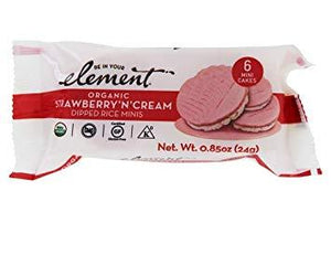 Element Organic Dipped Rice Cakes - Strawberry'n'cream - Case Of 6 - 3.5 Oz - RubertOrganics