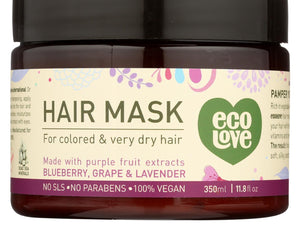 Ecolove Hair Mask - Purple Fruit Hair Mask For Colored And Very Dry Hair  - Case Of 1 - 11.8 Oz. - RubertOrganics