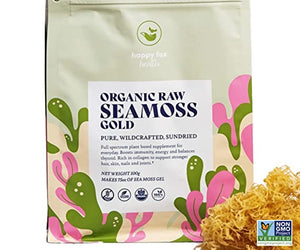 HAPPY FOX Sea Moss Raw Organic for Seamoss Gel Wildcrafted, Dr. Sebi Approved, Trusted Brand - Makes 75oz / 2.5+ Mos Supply of Irish Sea Moss Gel - 100 Gram Pack