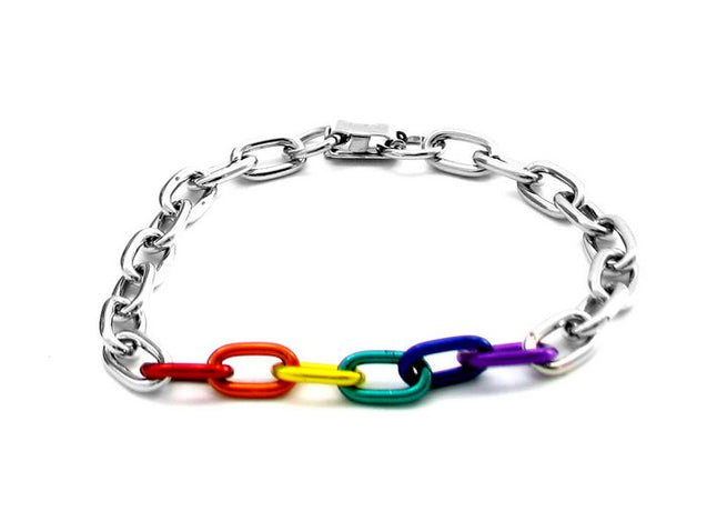 Rainbow & Silver Links Bracelet