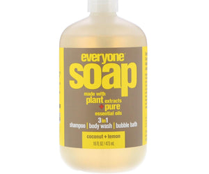 Everyone Soap - 3 In 1 - Coconut - Lemon - 16 Fl Oz - RubertOrganics