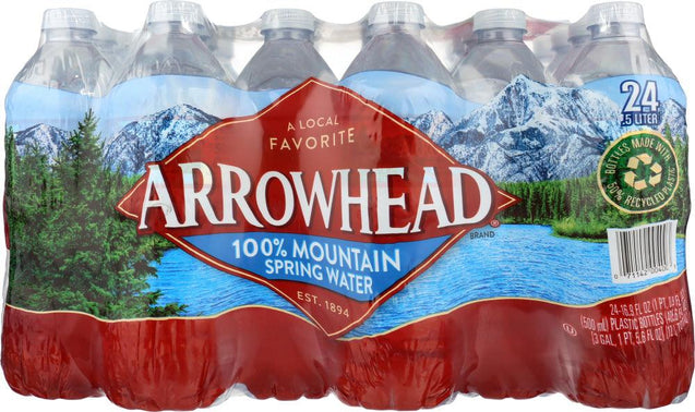 Arrowhead Water: 100% Mountain Spring Water 24 Count - 0.5 Liter, 12 Lt - RubertOrganics