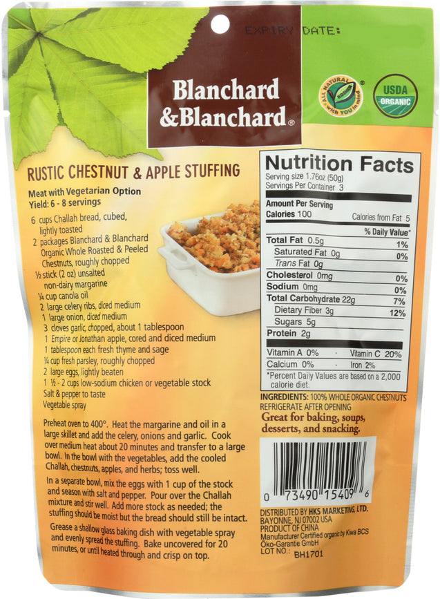 Blanchard & Blanchard: Organic Whole Chestnuts Roasted & Peeled, 5.29 Oz