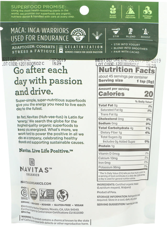 Navitas: Maca Powder Gelatinized Organic, 8 Oz