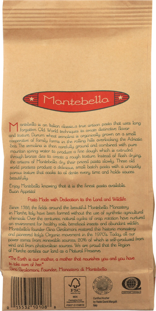 Montebello: Pasta Fusilli Organic, 16 Oz