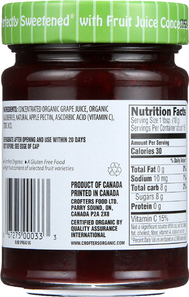 Crofters: Fruit Spread Blackberry Organic, 10 Oz