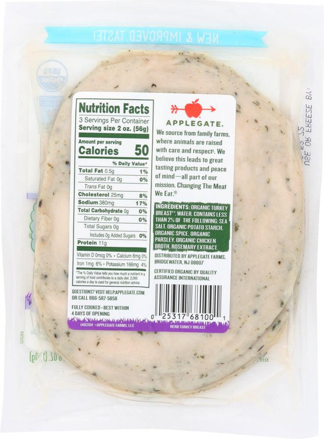 Applegate: Herb Turkey Breast Sliced, 6 Oz - RubertOrganics