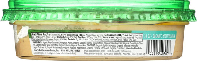 Cedar's: Organic Mediterranean Hommus With Toppings, 10 Oz - RubertOrganics