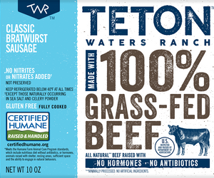 Teton Waters Ranch: Classic Bratwurst Sausage, 10 Oz