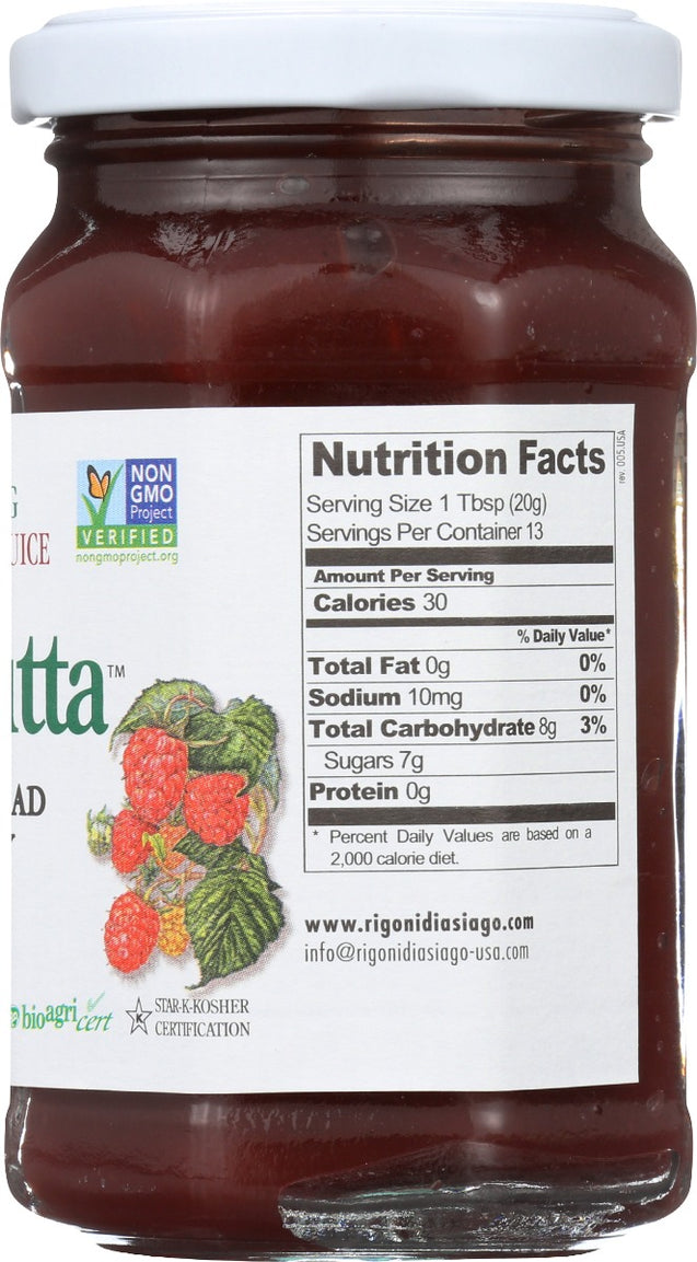 Rigoni: Fiordifrutta Organic Fruit Spread Raspberry, 8.82 Oz