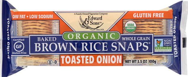 Edward & Sons: Organic Toasted Onion Baked Brown Rice Snaps, 3.5 Oz