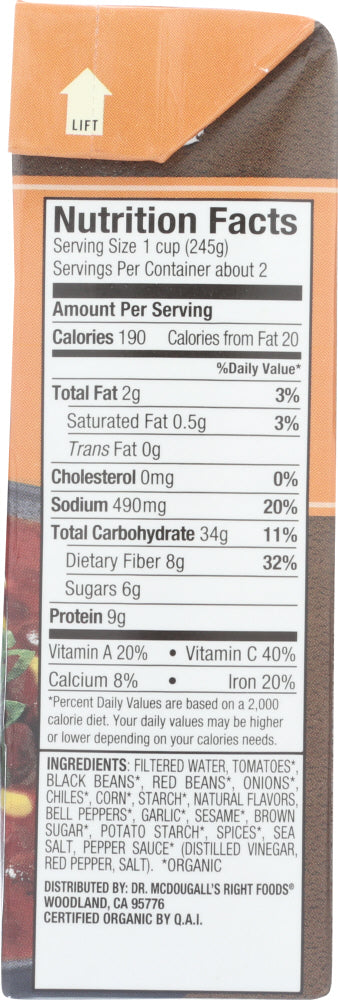 Dr Mcdougalls: Organic Chili Bean Soup, 17.9 Oz