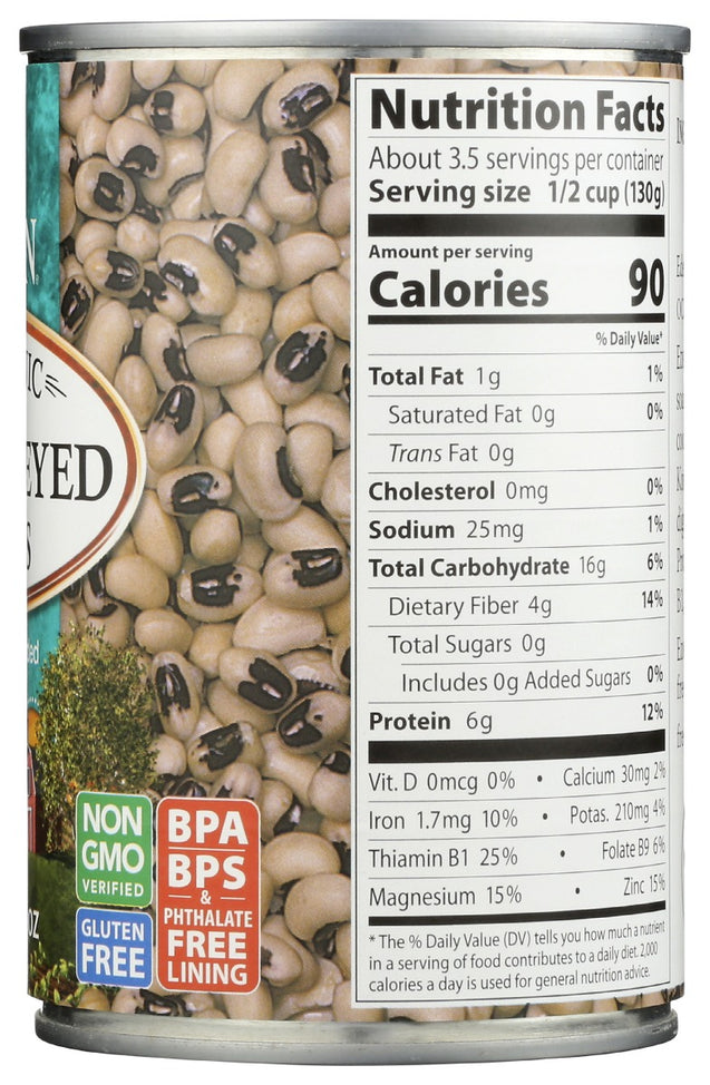 Eden Foods: Bean Black Eyed Peas No Salt Added Organic, 15 Oz